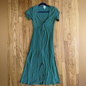 MP/C Green Pinstripe Fitted Midi Dress Size XS
